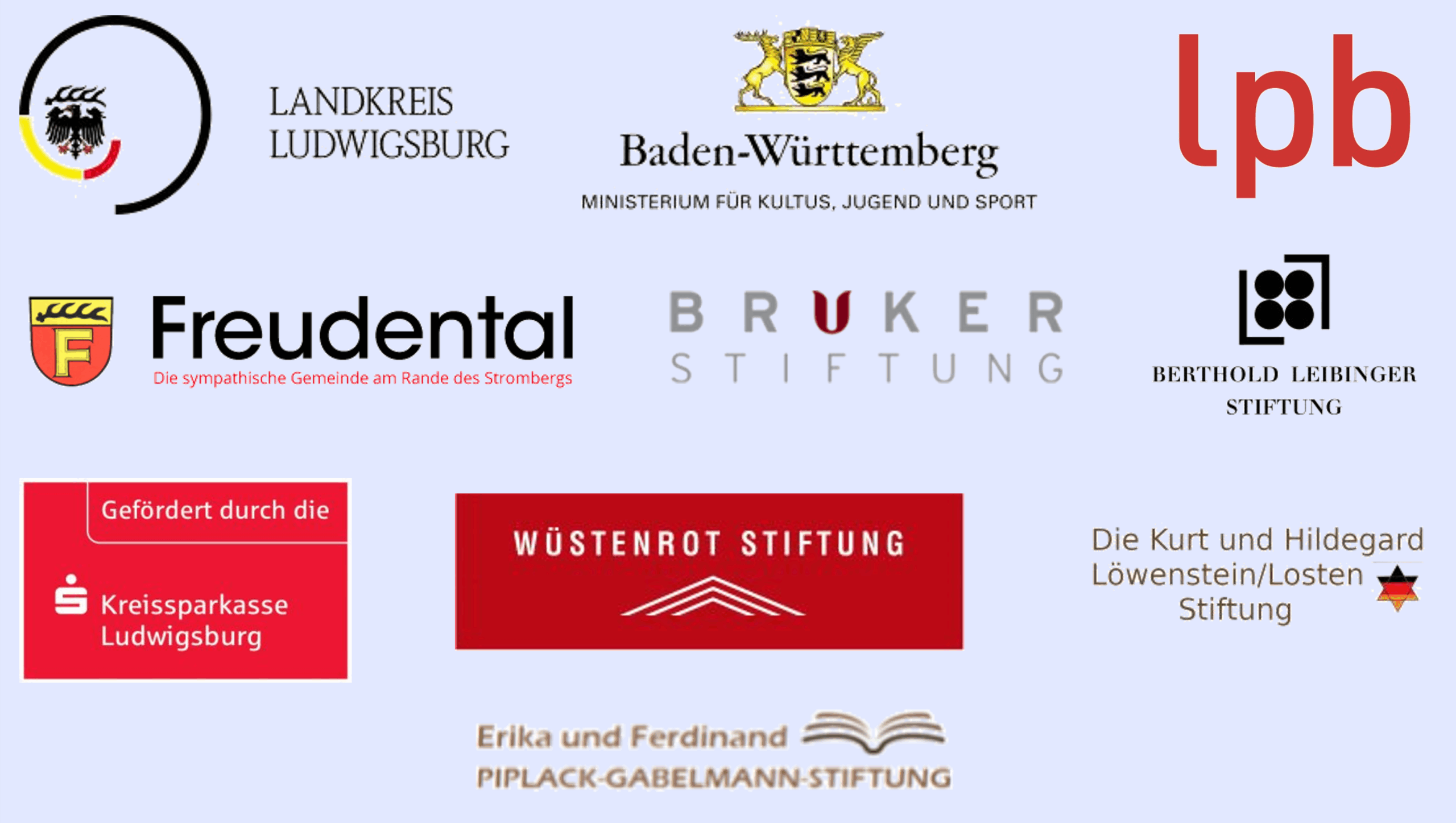 Logos deutscher Organisationen und Stiftungen wie Landkreis Ludwigsburg auf hellem Hintergrund.
